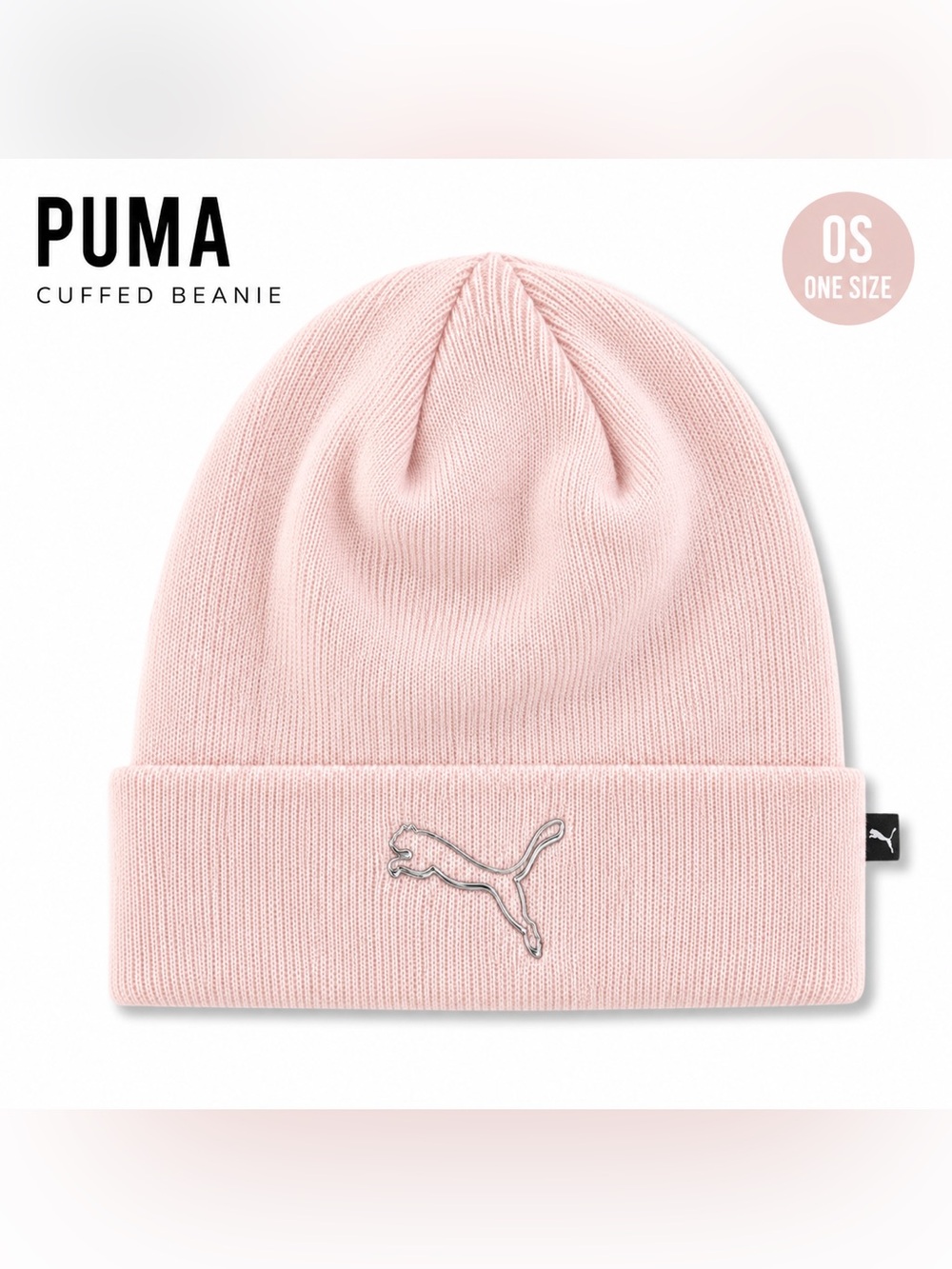 Puma Women’s Cat Logo Knit Beanie Light Pink NWT